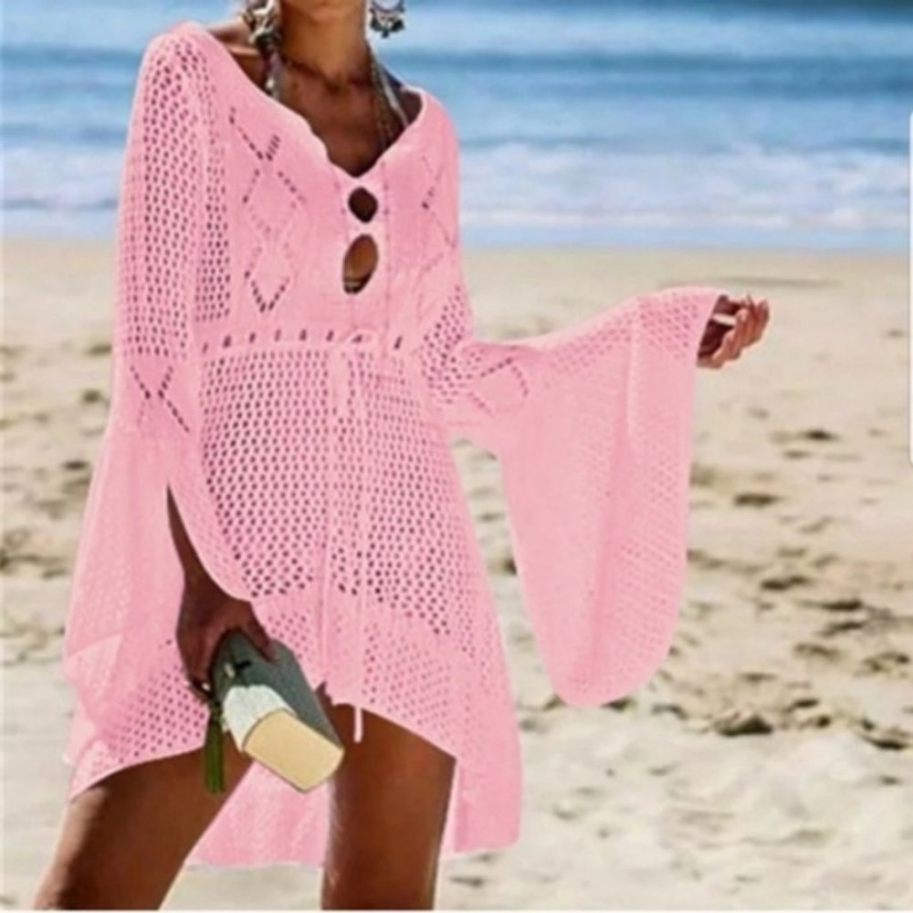 High Quality Crochet Knitted Beach Dress Blue - Picture 11 of 15